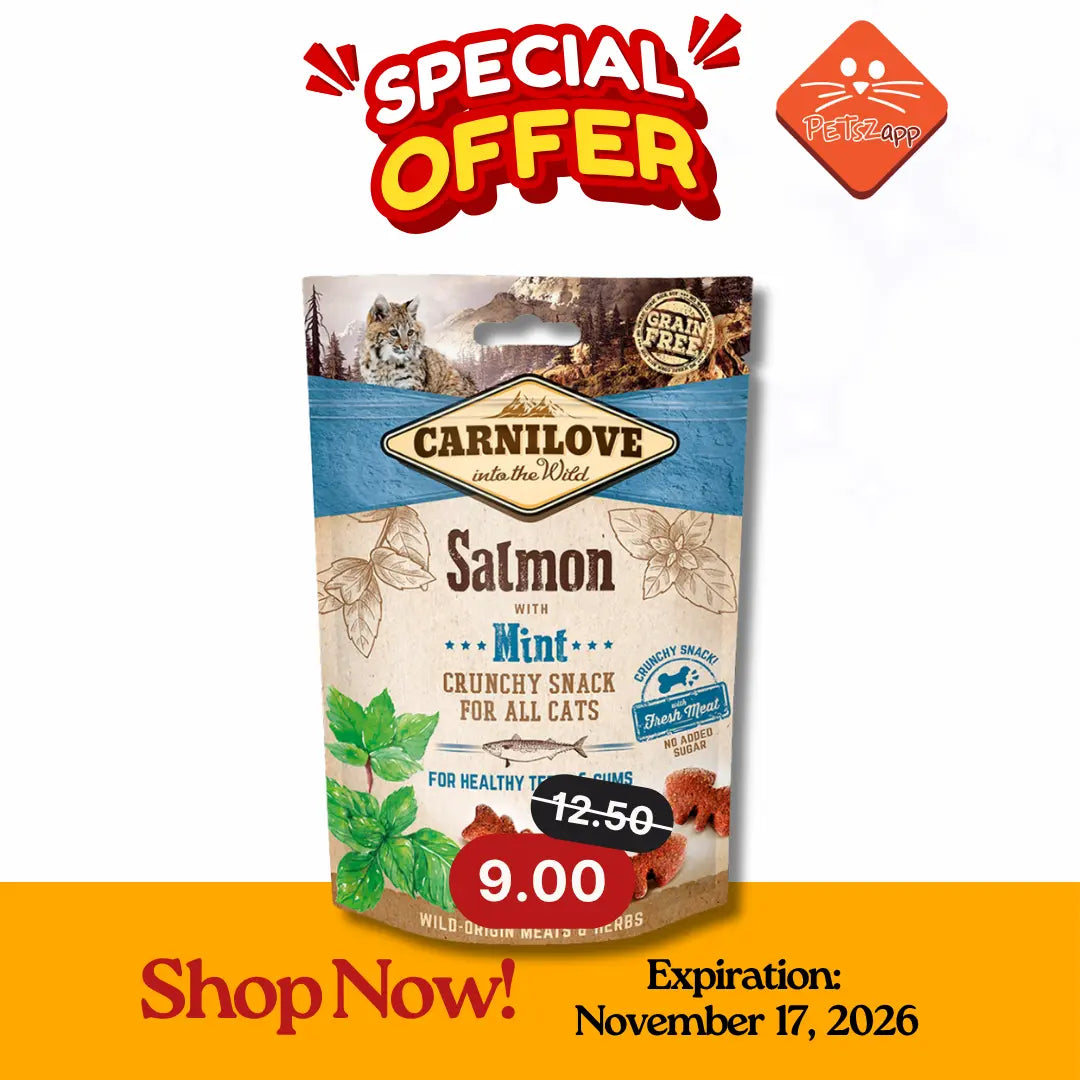 CARNILOVE SALMON WITH MINT CRUNCHY SNACKS FOR CATS 50G Carnilove