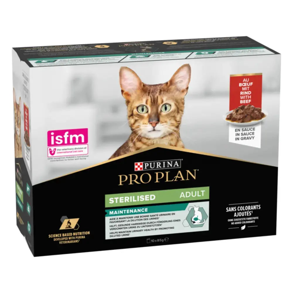 PRO PLAN STERILISED WET CAT FOOD IN GRAVY MULTIPACK 10X85G Purina Pro Plan