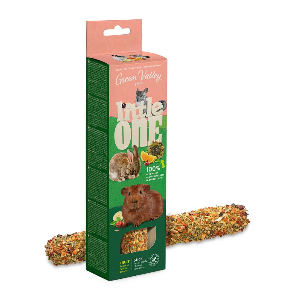 LITTLE ONE GREEN VALLEY FULLY EDIBLE GRAIN FREE STICK FOR SMALL MAMMALS WITH FRUIT 180G Little One