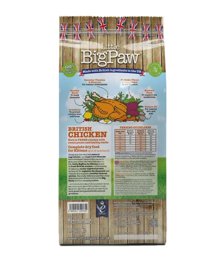 LITTLE BIGPAW BRITISH CHICKEN DRY KITTEN FOOD 1.5KG LITTLE BIGPAW