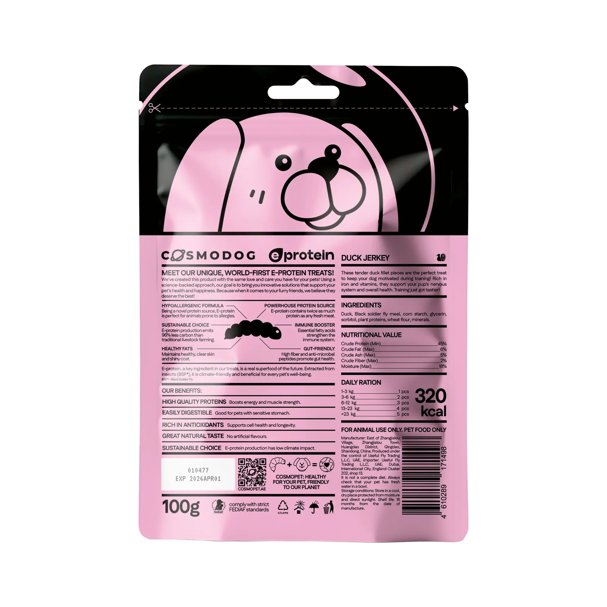 COSMO TREATS FOR DOGS DUCK JERKY COSMO PETS