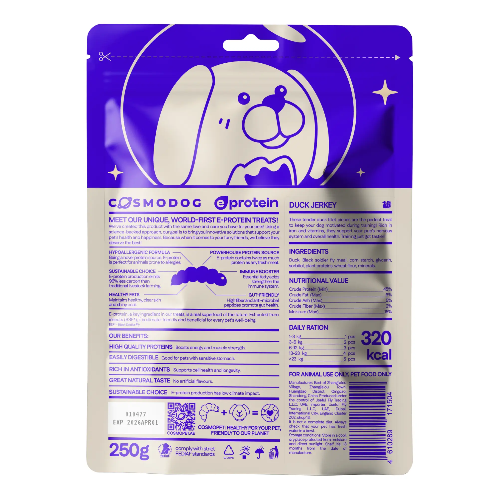 COSMO TREATS FOR DOGS DUCK JERKY COSMO PETS