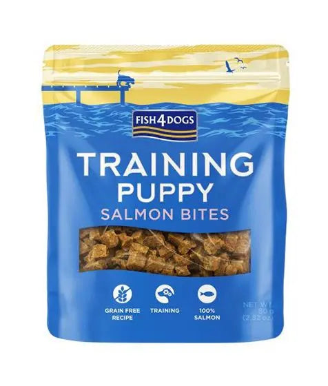 FISH4DOGS TRAINING SALMON BITED PUPPY TREATS 80G FISH4DOGS