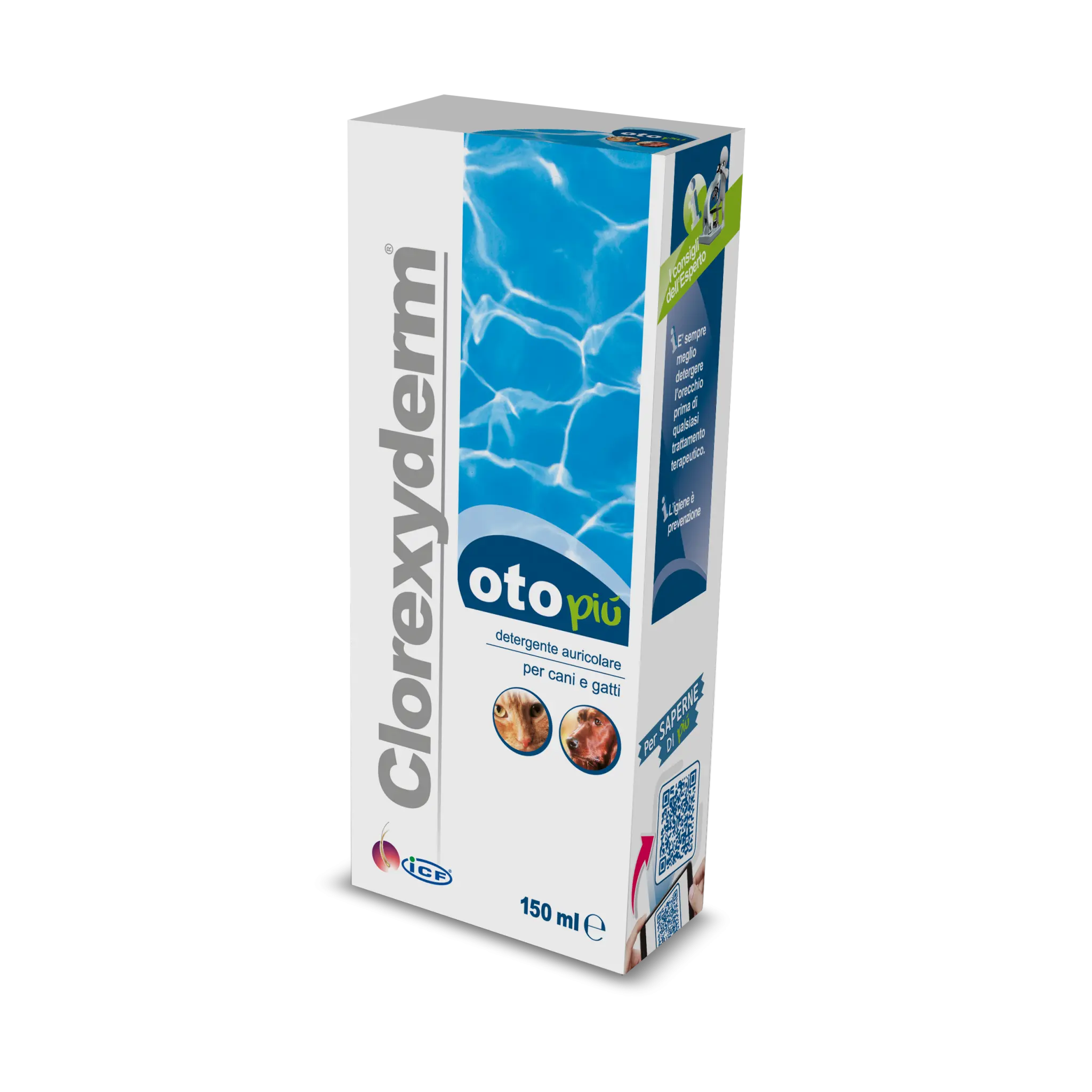Clorexyderm Oto Piu Ear Cleanser for Dogs and Cats 150 ml ICF