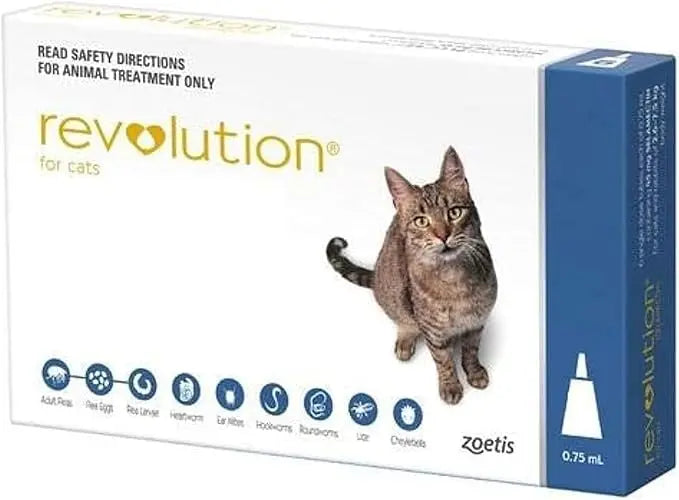 REVOLUTION THE COMPLETE FLEA, TICK, AND HEARTWORM PREVENTION FOR CATS 6% / 45 MG (2.6-7.5 KG) - BLUE (3 DOSES) Zoetis