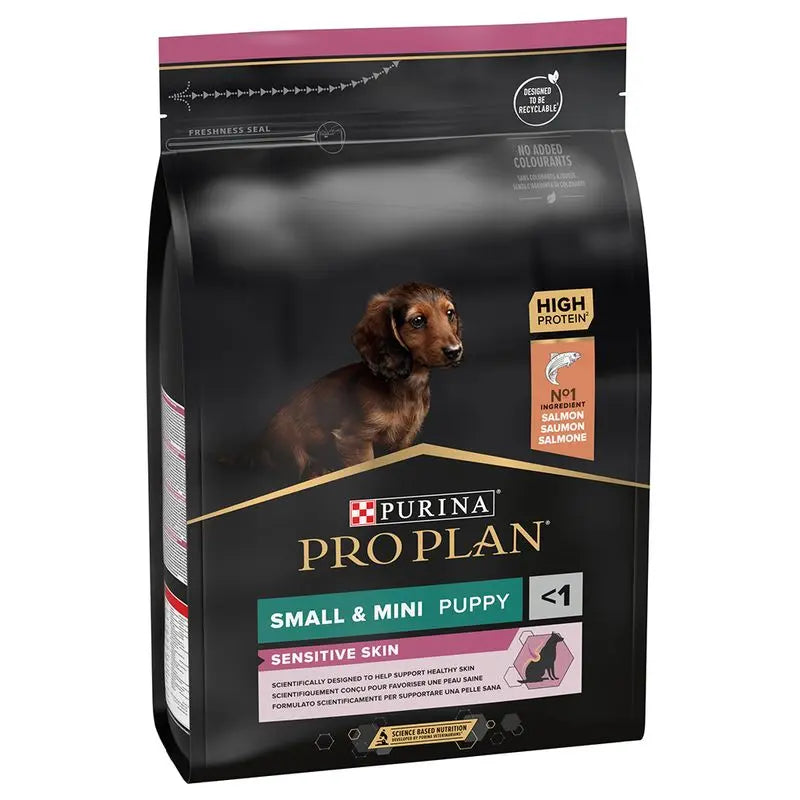 PURINA® PRO PLAN® PUPPY SMALL & MINI SENSITIVE SKIN WITH OPTIDERMA® RICH IN SALMON DRY FOOD PetFit.ae