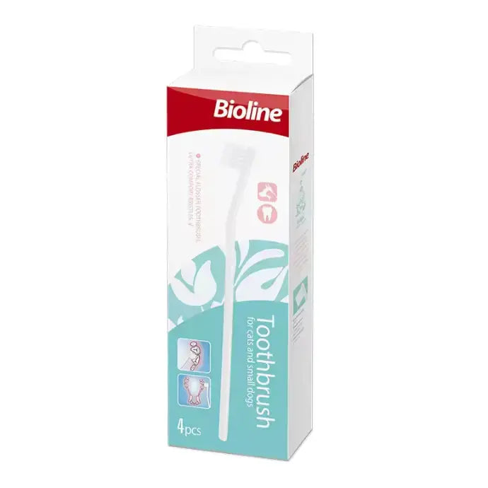 BIOLINE TOOTHBRUSH FOR CAT & PUPPY SET 4PCS Bioline