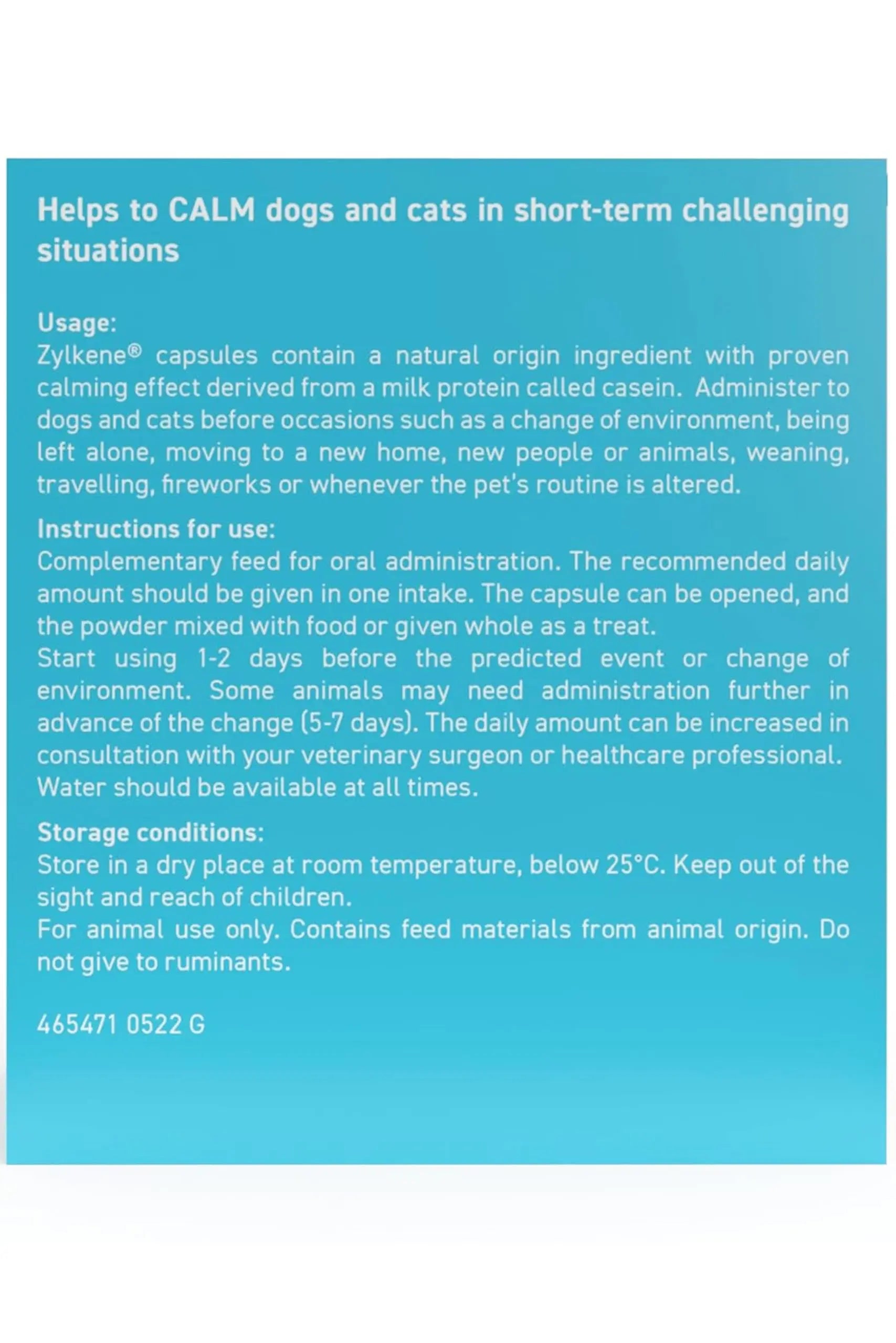 VETOQUINOL ZYLKENE SUPPLEMENT FOR CATS AND DOGS 75MG VETOQUINOL