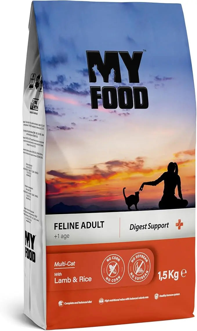 MYFOOD ADULT CAT DRY FOOD WITH LAMB & RICE FOR DIGEST SUPPORT 1.5KG MYFOOD