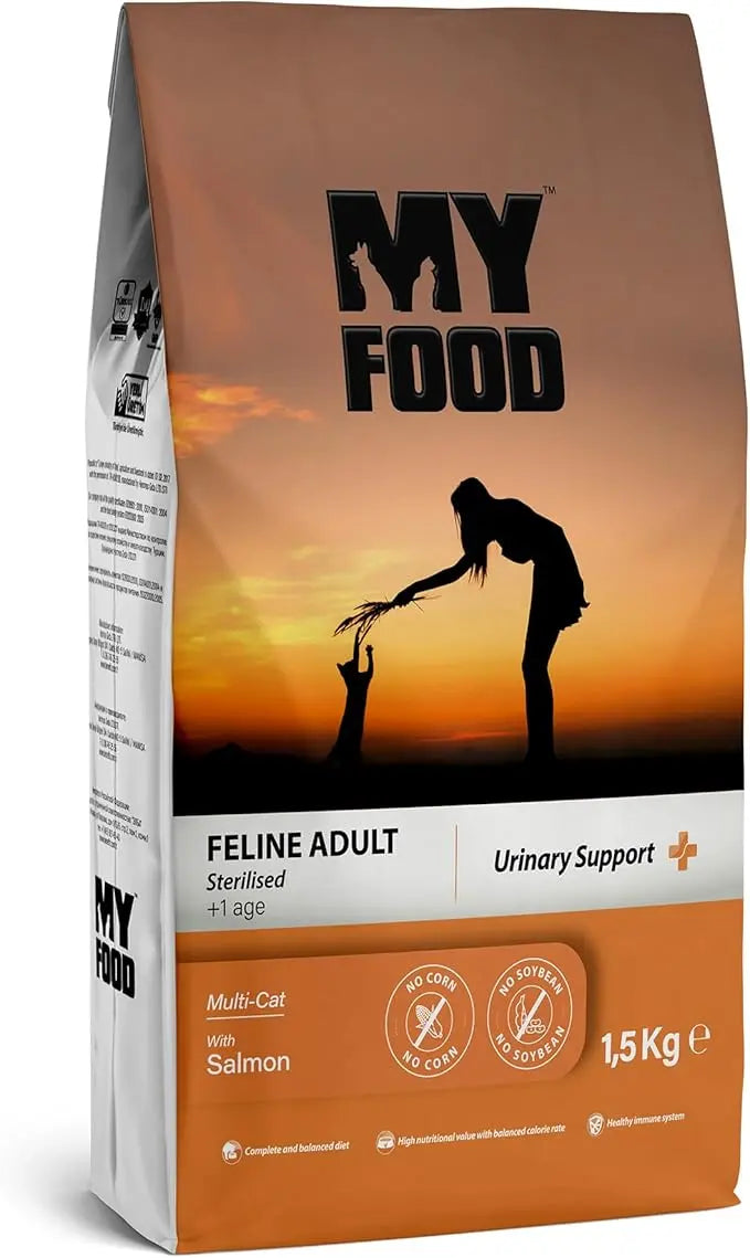 MYFOOD ADULT CAT DRY FOOD WITH SALMON URINARY SUPPORT 1.5KG MYFOOD