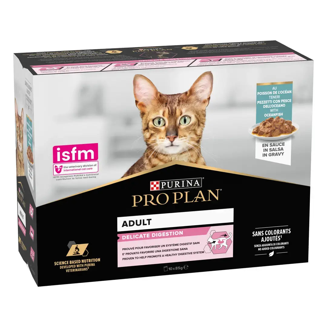 PRO PLAN DELICATE WET CAT FOOD OCEANFISH IN GRAVY 10 X 85G Purina Pro Plan Veterinary Diets