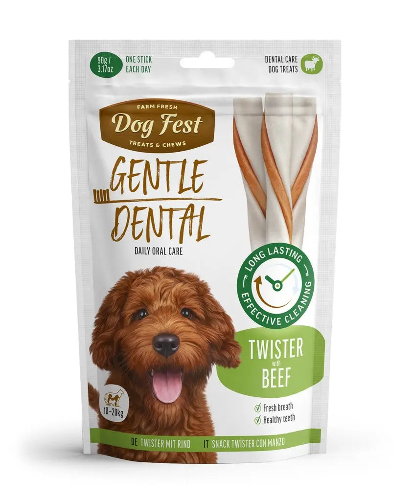 Dog Fest Dental Treats For Adult Dogs (10-20 kg) Twister with Beef 90g Dog Fest