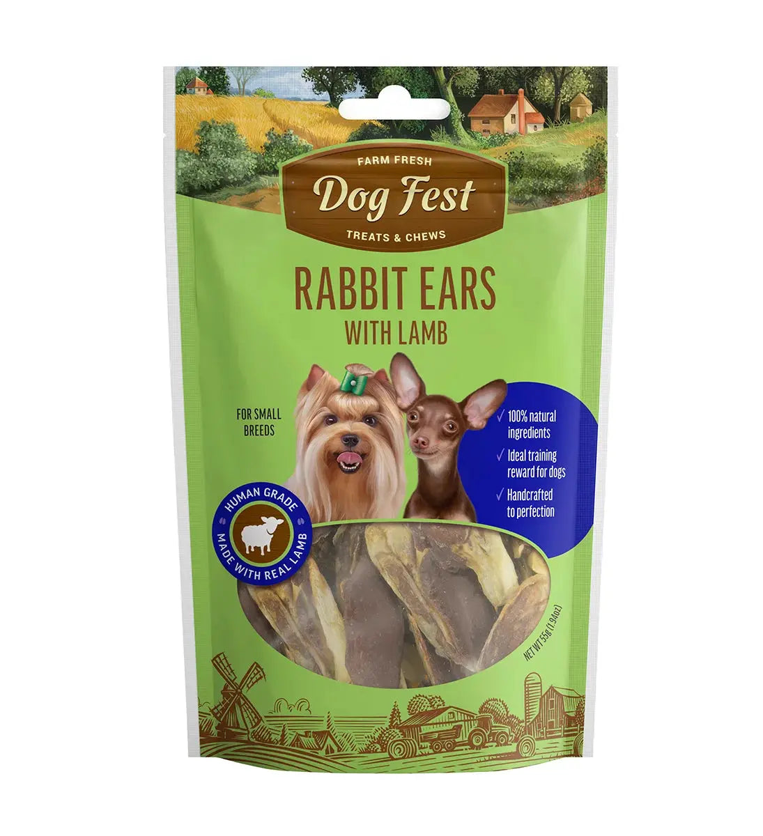 DOG FEST RABBIT EARS WITH LAMB FOR MINI DOGS 55G Dog Fest