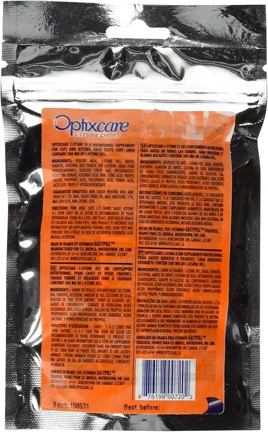 OPTIXCARE L-LYSINE CHEWS FOR CATS 60PACK OPTIXCARE