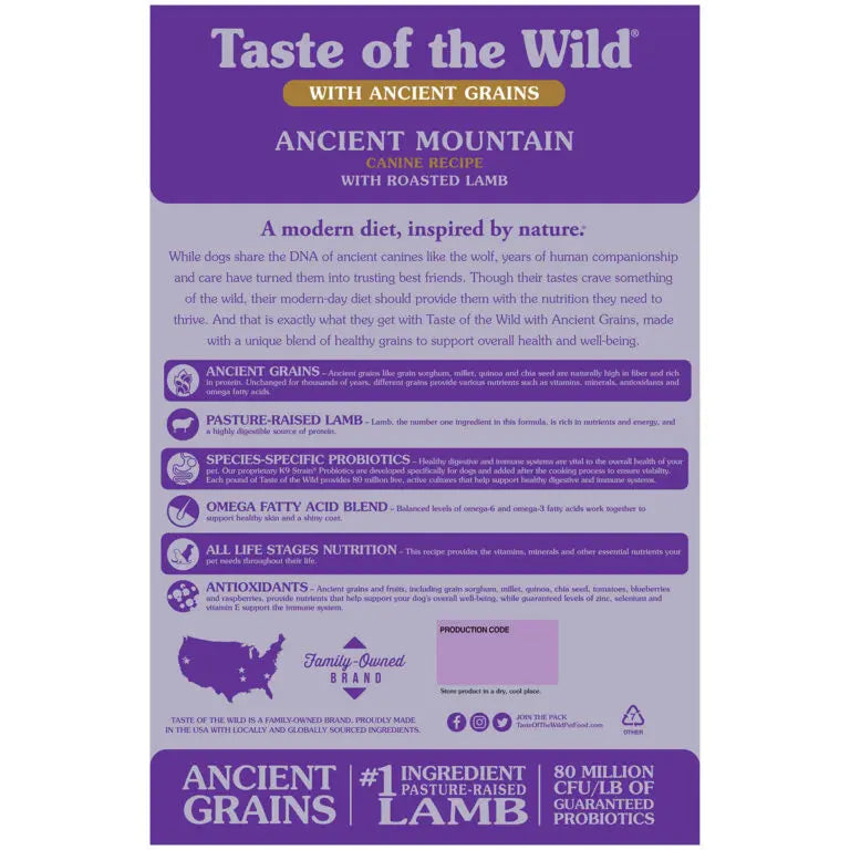 TASTE OF THE WILD ANCIENT MOUNTAIN CANINE RECIPE TASTE OF THE WILD