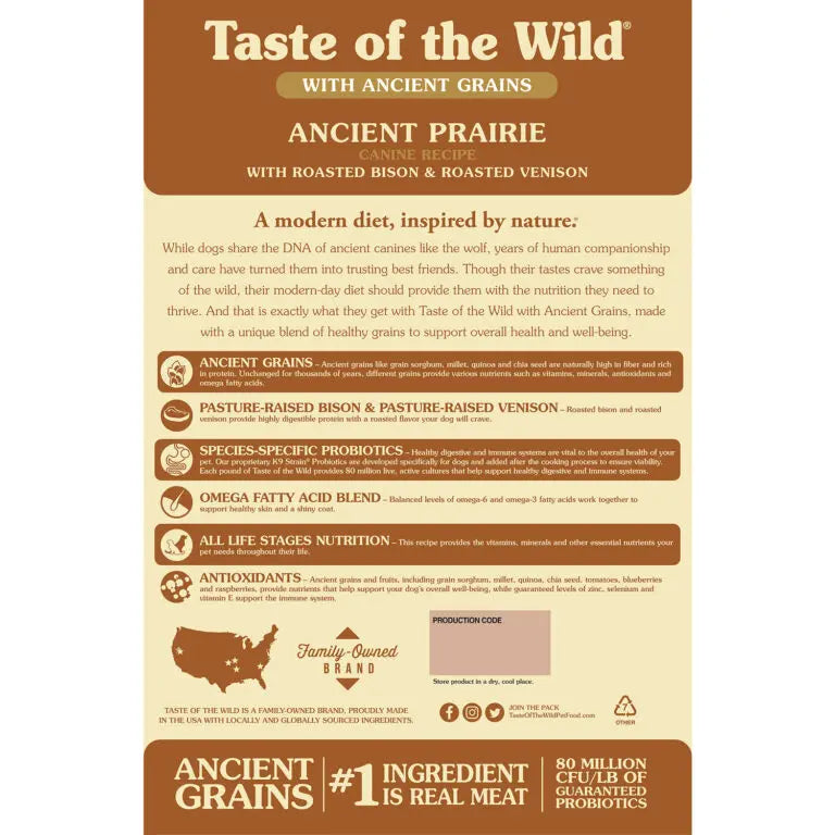 TASTE OF THE WILD ANCIENT PRAIRIE CANINE RECIPE TASTE OF THE WILD