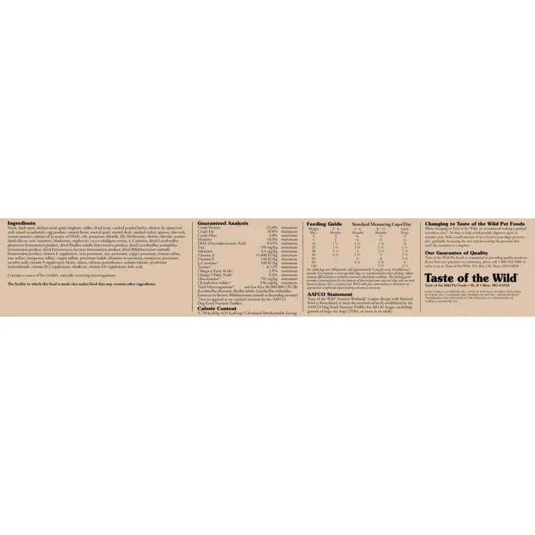 TASTE OF THE WILD ANCIENT WETLANDS CANINE RECIPE TASTE OF THE WILD