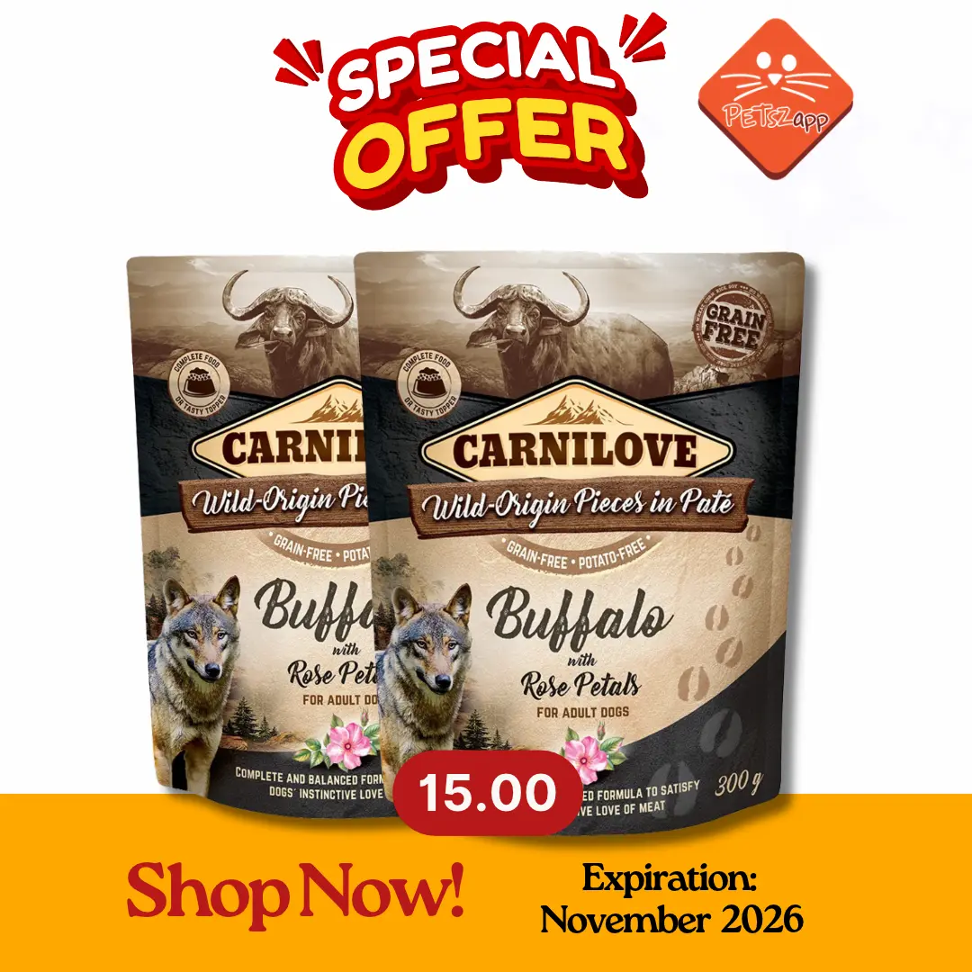 CARNILOVE BUFFALO WITH ROSE BLOSSOM FOR ADULT DOGS WET FOOD POUCH 300G Buy 1 Get 1 Carnilove