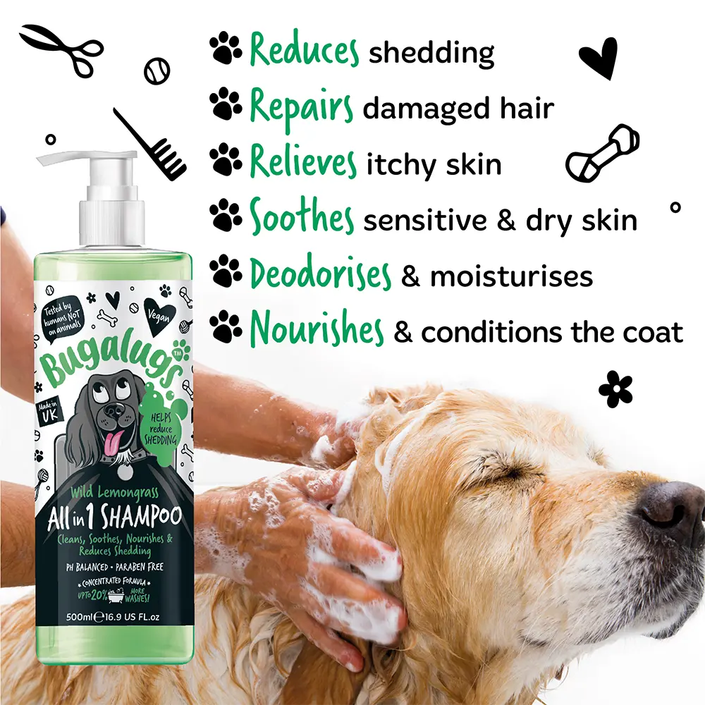 BUGALUGS ALL IN 1 WILD LEMONGRASS DOG SHAMPOO 500ML BUGALUGS