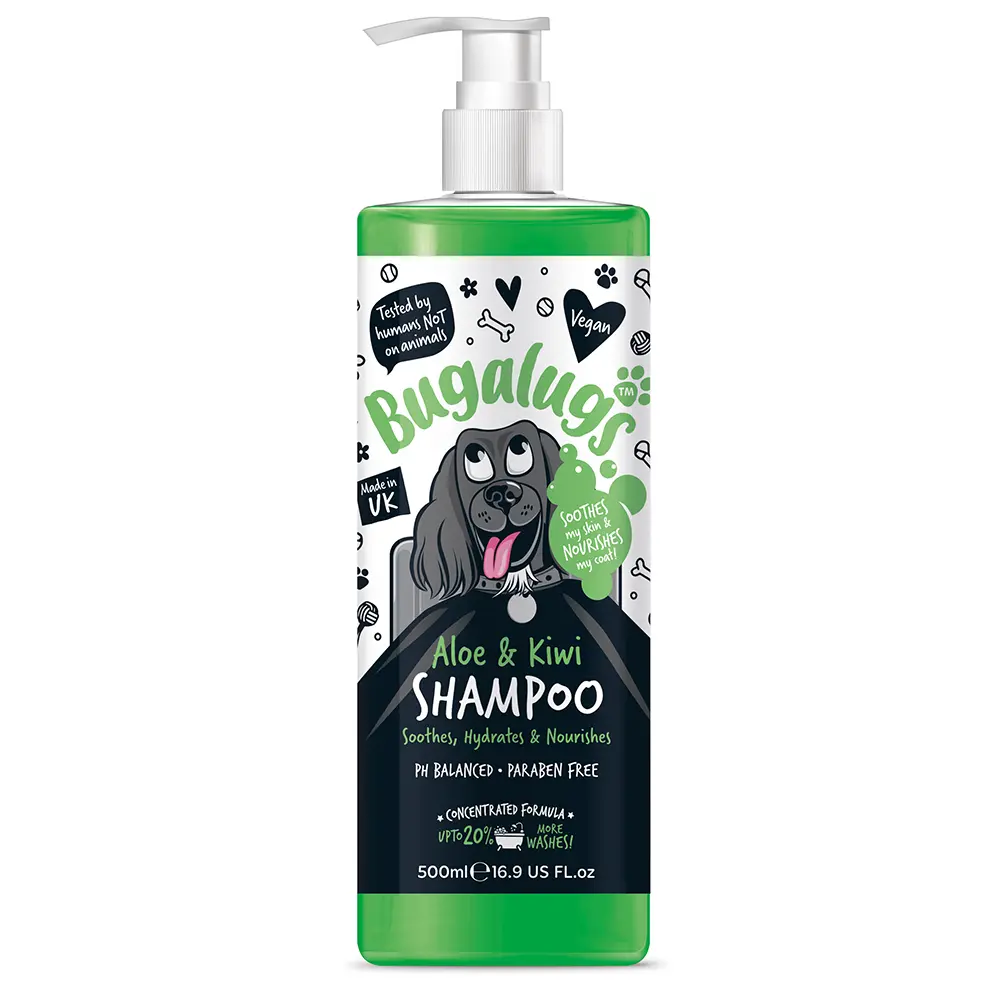 Bugalugs Aloe & Kiwi Soothing Dog Shampoo 500ml (16.9 Fl Oz) Petszapp