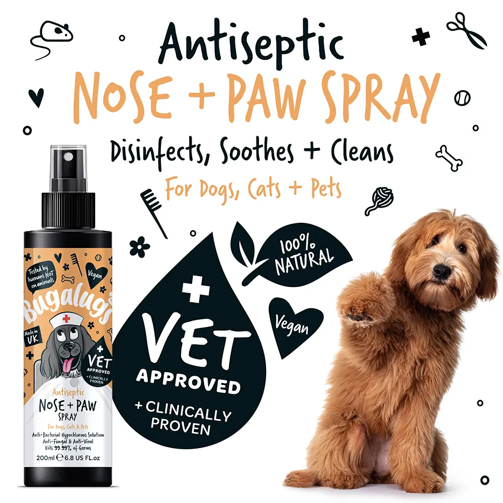 Bugalugs Antiseptic Paw & Nose Spray 200ml (6.8 Fl Oz) Petszapp