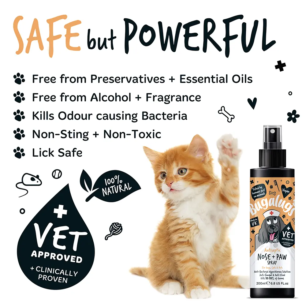 Bugalugs Antiseptic Paw & Nose Spray 200ml (6.8 Fl Oz) Petszapp