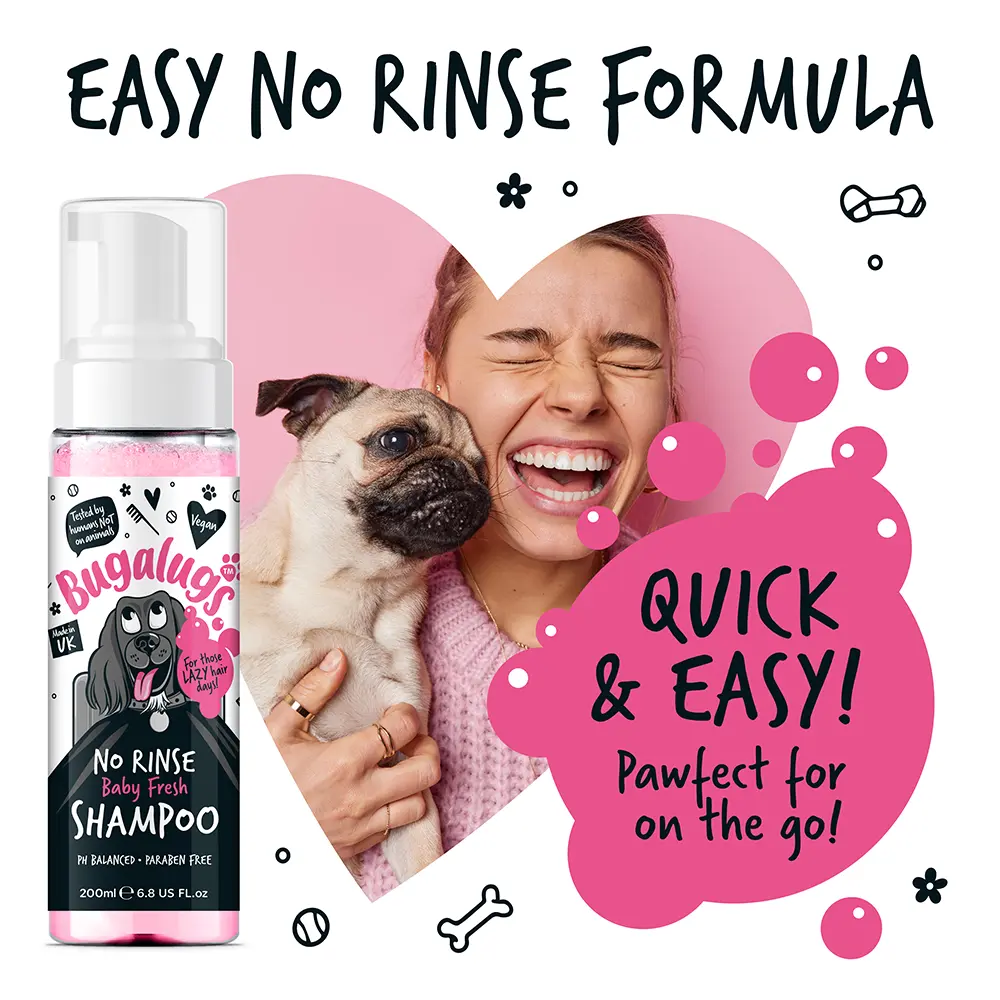 Bugalugs Baby Fresh No Rinse Dog Shampoo 200ml (6.8 Fl Oz) Petszapp