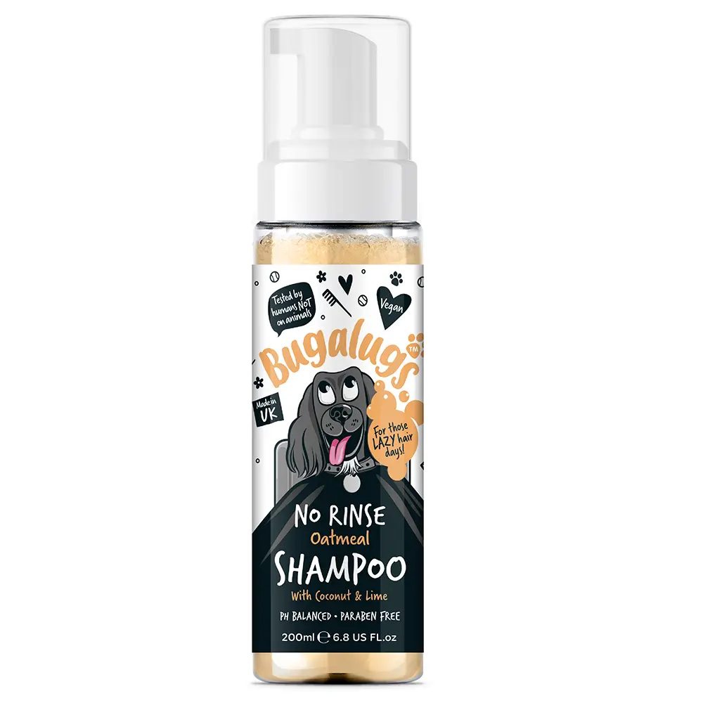Bugalugs Oatmeal Coconut & Lime No Rinse Dog Shampoo 200ml (6.8 Fl Oz) Petszapp