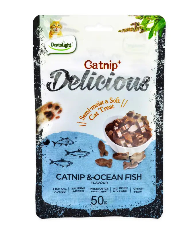 DENTALIGHT CATNIP + SEMI MOIST & SOFT CAT TREAT 50G Dentalight