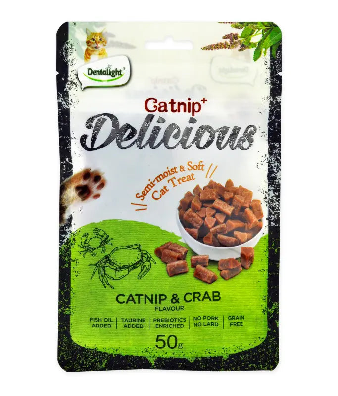 DENTALIGHT CATNIP + SEMI MOIST & SOFT CAT TREAT 50G Dentalight