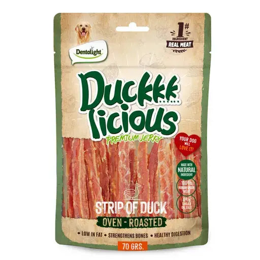 Dentalight Duckki Licious Jerky Treats For Dogs-Strip of Duck 70g Dentallight