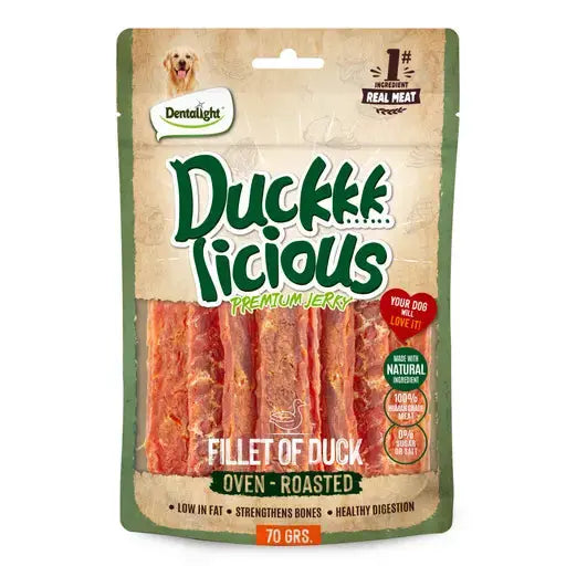 Dentalight Duckki Licious Jerky Treats For Dogs-Fillet of Duck 70g Dentallight