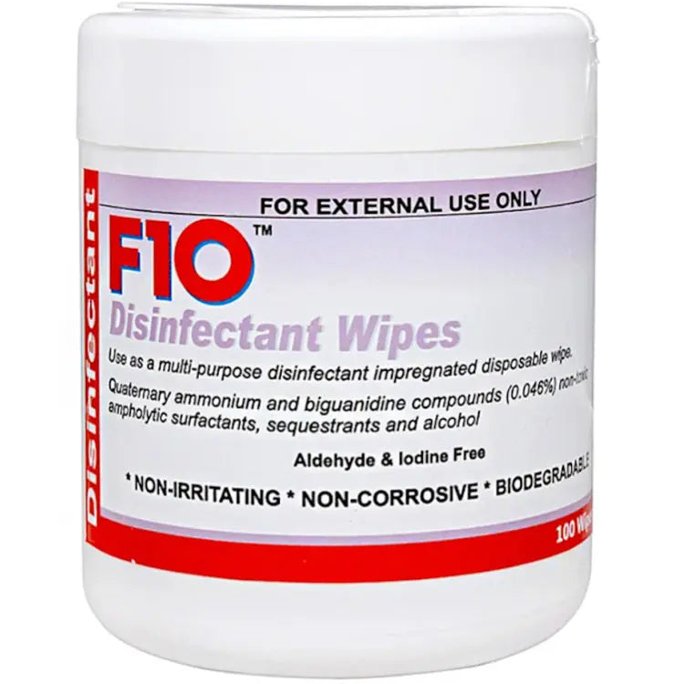 F10 DISINFECTANT WIPES DISPENSER 100 WIPES F10