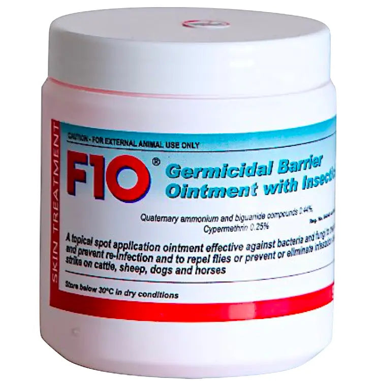 F10 GERMICIDAL ANTISEPTIC, ANTIBACTERIAL, ANTIFUNGAL OINTMENT WITH INSECTISIDE F10