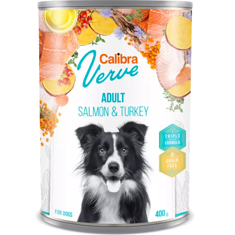 CALIBRA DOG VERVE GF CAN ADULT SALMON & TURKEY WET FOOD 400G Calibra
