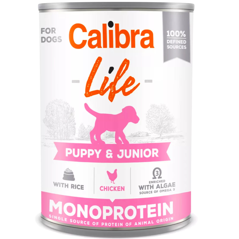 CALIBRA DOG LIFE CAN PUPPY & JUNIOR WET FOOD CHICKEN WITH RICE 400 GM Calibra