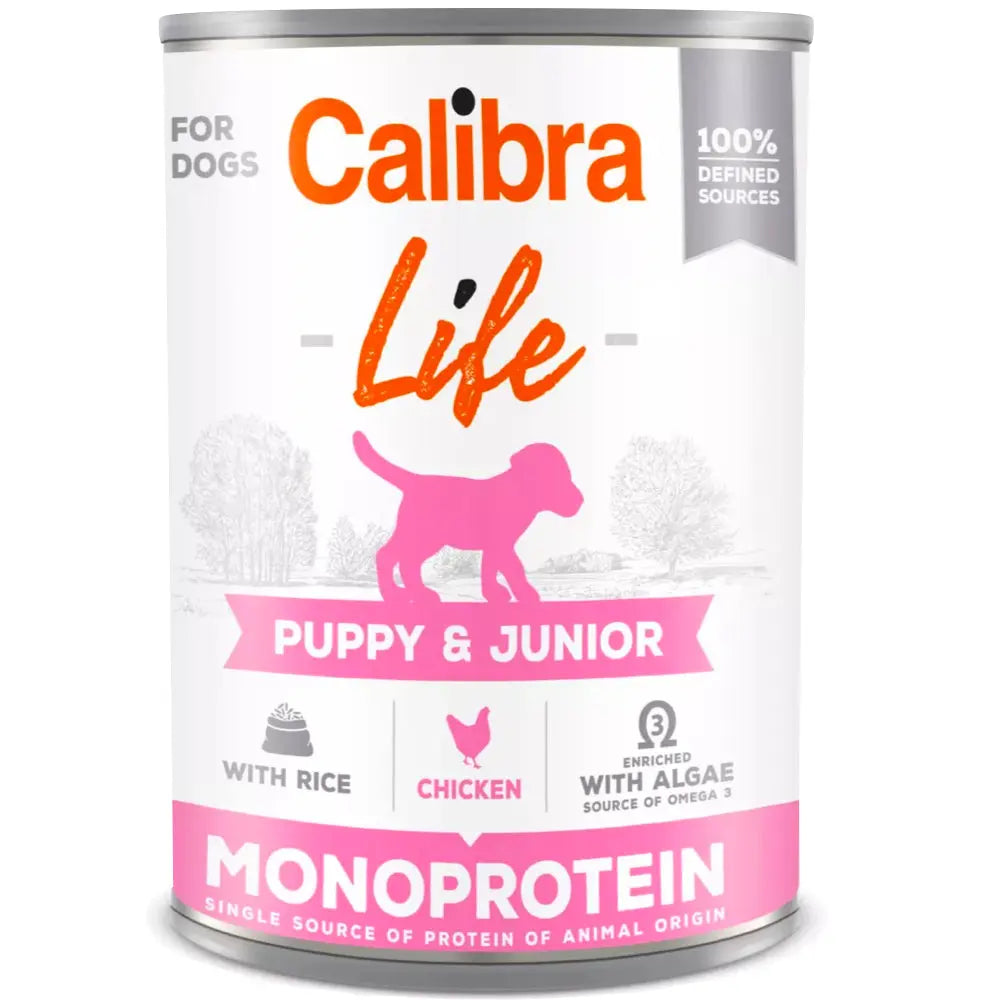 CALIBRA DOG LIFE CAN PUPPY & JUNIOR WET FOOD CHICKEN WITH RICE 400 GM Calibra