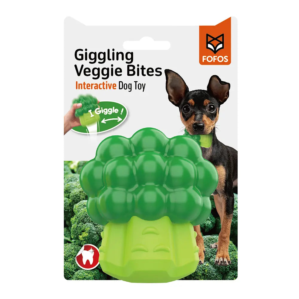 FOFOS BROCCOLI GIGGLING VEGI-BITES DOG TOY FOFOS