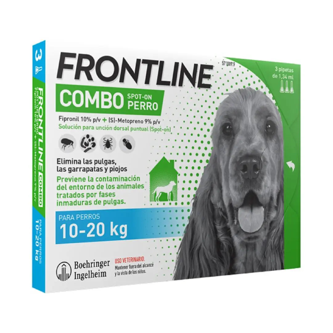 FRONTLINE FLEA & TICK SPOT ON COMBO FOR DOGS & HOME PROTECTION, 10 - 20 KG  | 3 Doses Boehringer Ingelheim