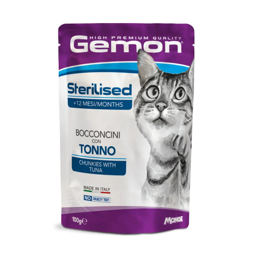 GEMON POUCH CAT STERILIZED WITH CHUNKIES TUNA 100 Gm Gemon