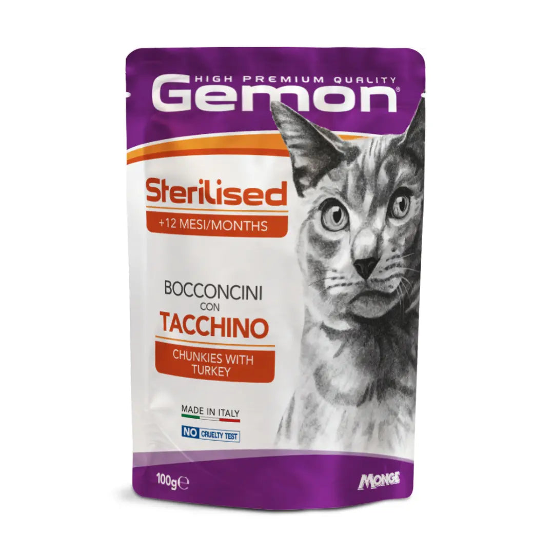 GEMON POUCH CAT STERILISED WITH TURKEY 100 Gm Gemon