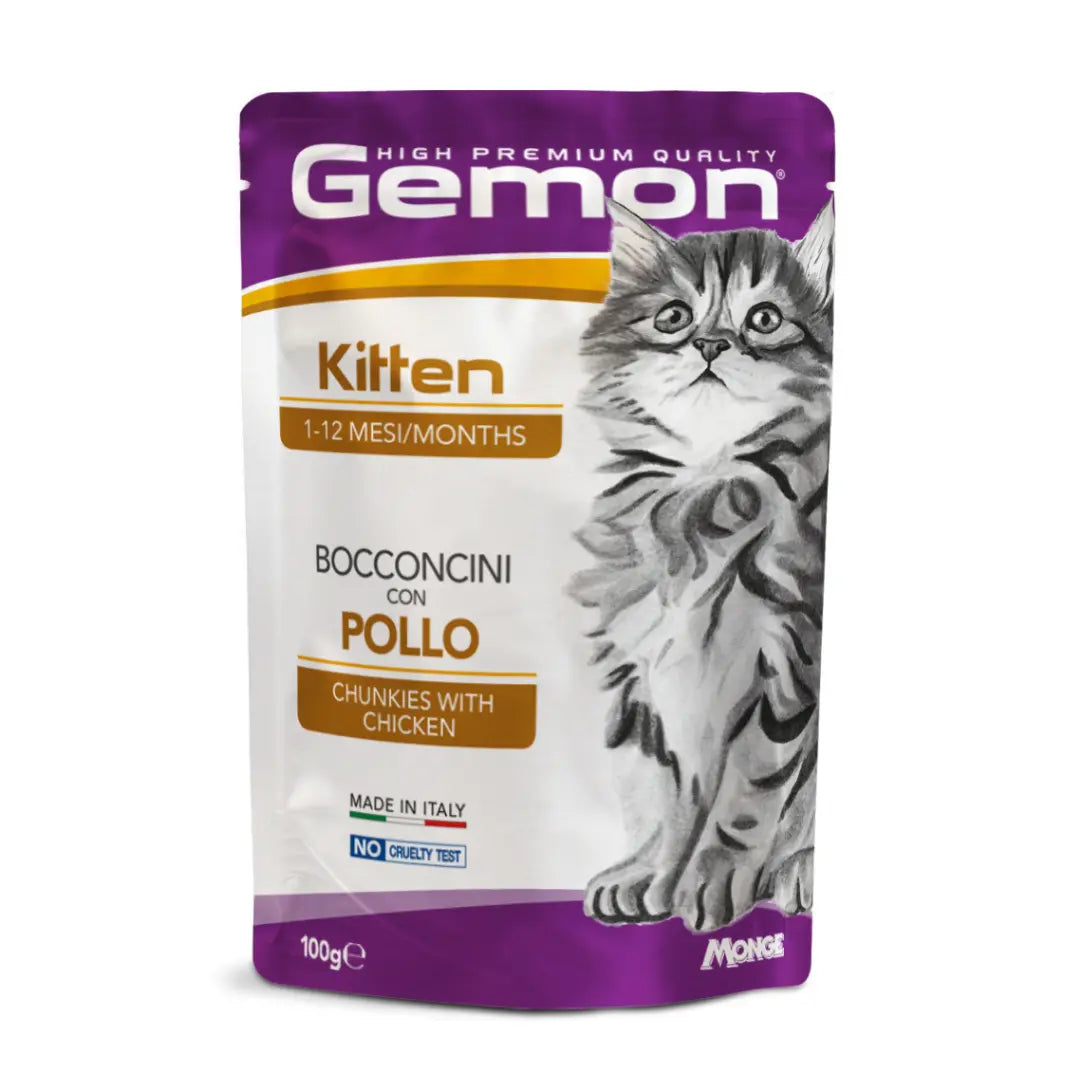 GEMON POUCH CAT KITTEN WITH CHICKEN 100 Gm Gemon