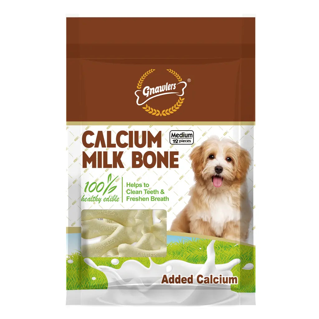 GNAWLERS CALCIUM MILK BONE 3" MEDIUM SNACK FOR DOGS GNAWLERS