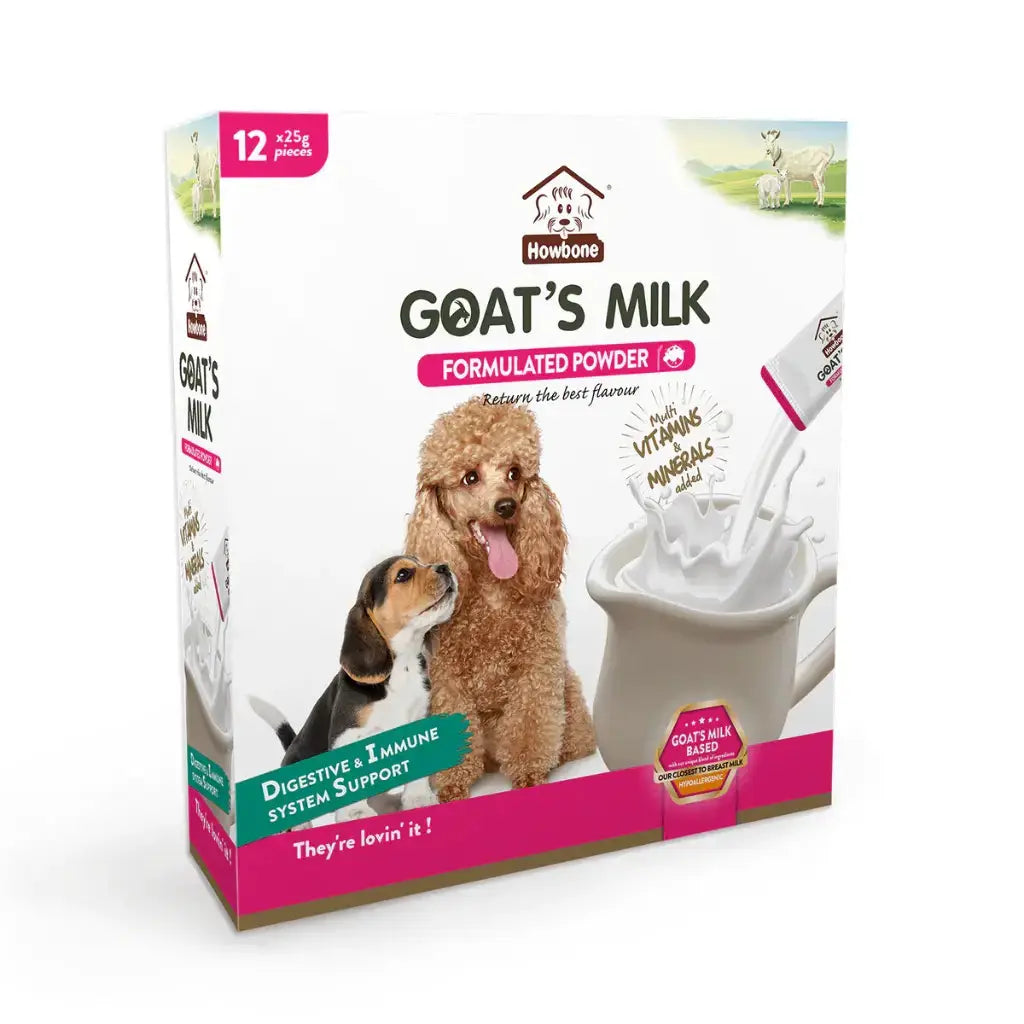 HOWBONE DOG SNACK GOAT'S MILK FORMULATED POWDER 12X25G HOWBONE