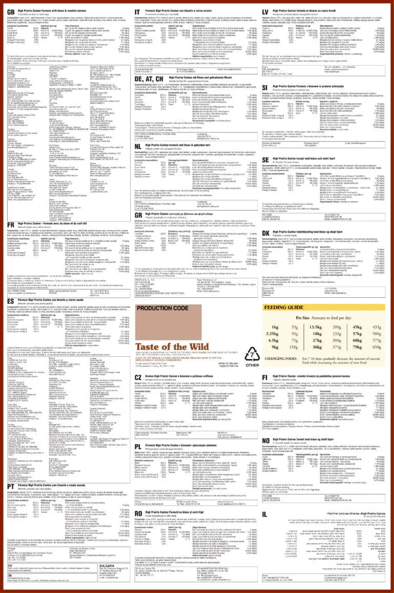 TASTE OF THE WILD HIGH PRAIRIE CANINE RECIPE TASTE OF THE WILD