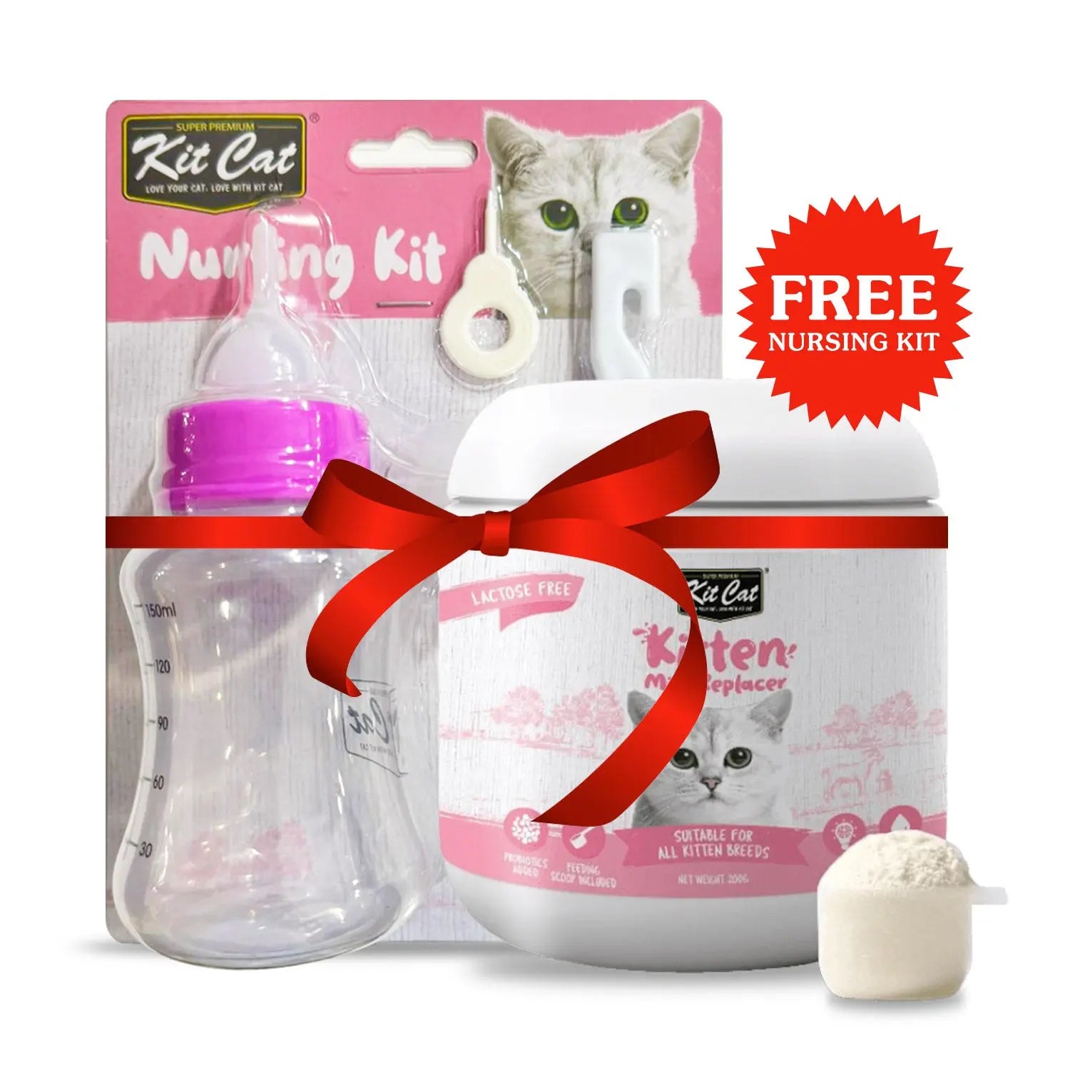 KIT CAT KITTEN MILK REPLACER 200G + FREE NURSING KIT KIT CAT