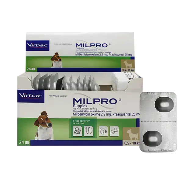 MILPRO DEWORMING FOR DOGS 2.5mg/25mg VIRBAC