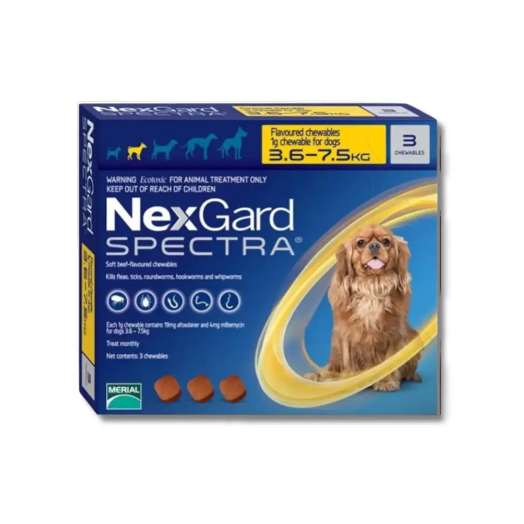 NEXGARD SPECTRA ANTIPARASITIC & DEWORMING CHEWS FOR DOG 3.6-7.5 KG Zoetis