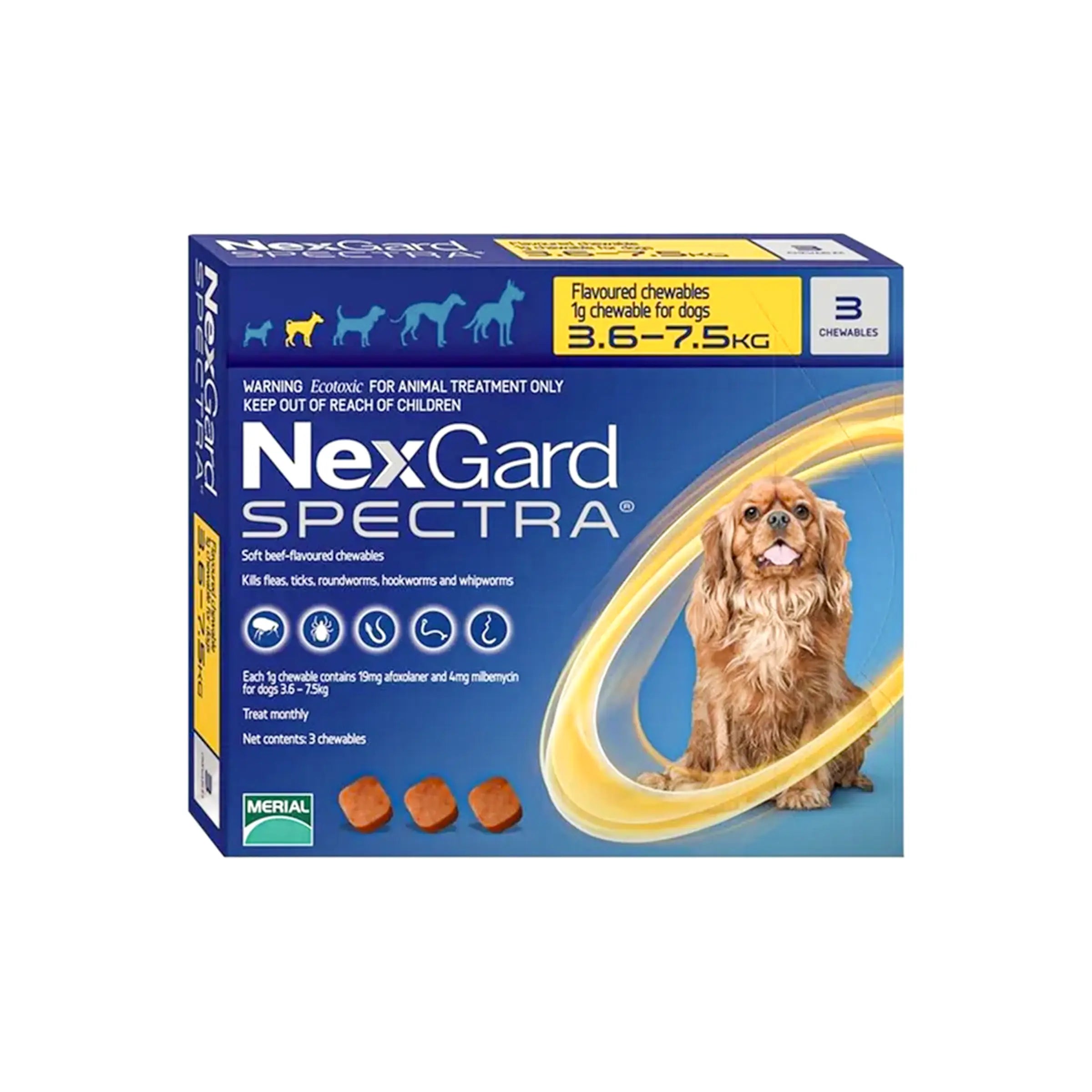 NEXGARD SPECTRA ANTIPARASITIC & DEWORMING CHEWS FOR DOG 3.6-7.5 KG