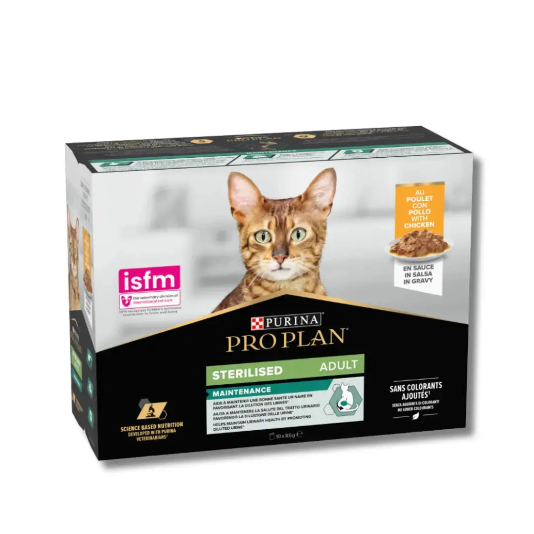 PRO PLAN STERILISED WET CAT FOOD IN GRAVY MULTIPACK 10X85G Purina Pro Plan